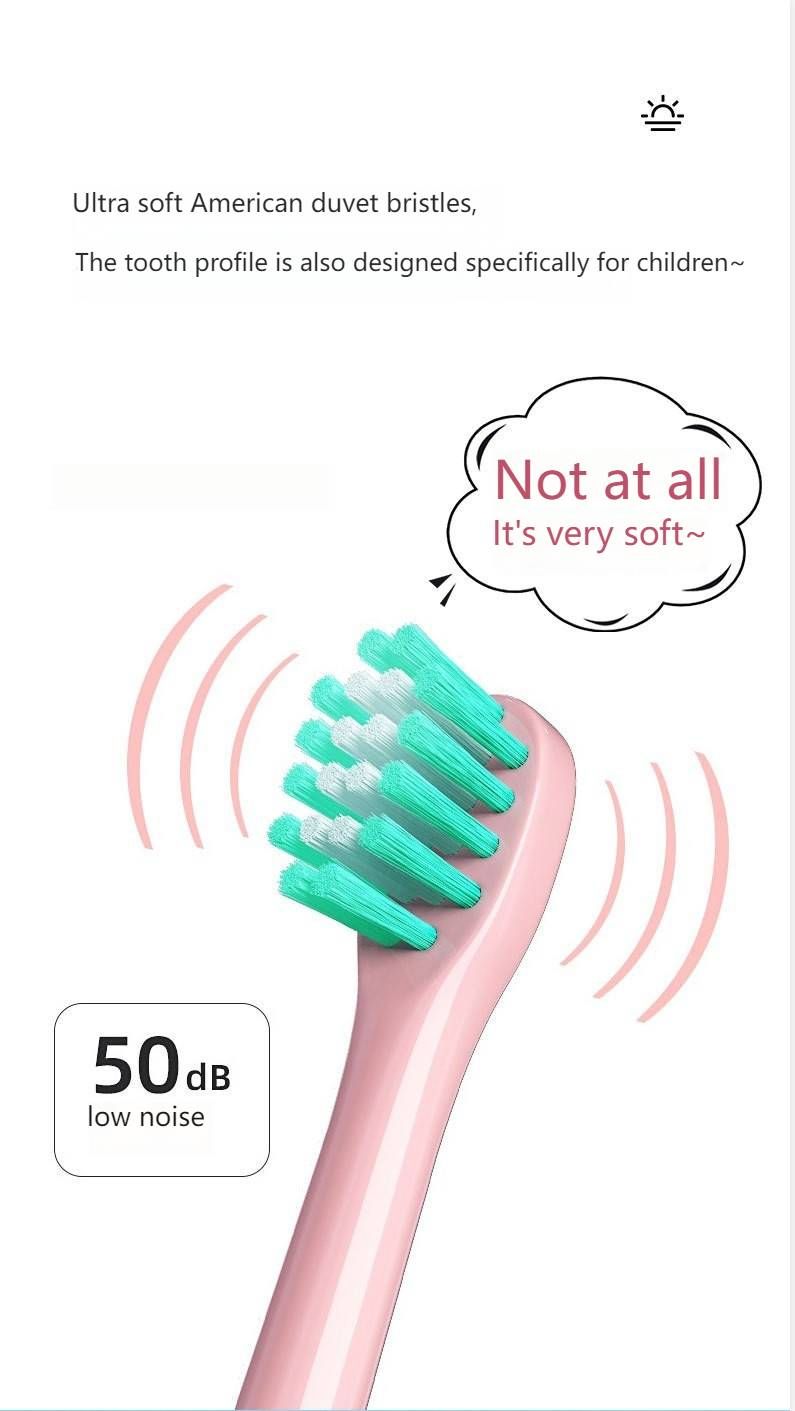 Cepillo de dientes eléctrico para niños: 5 modos, 40 000 RPM de limpieza sónica con 4-10 cabezales reemplazables, resistente al agua y carga USB._voghion.com