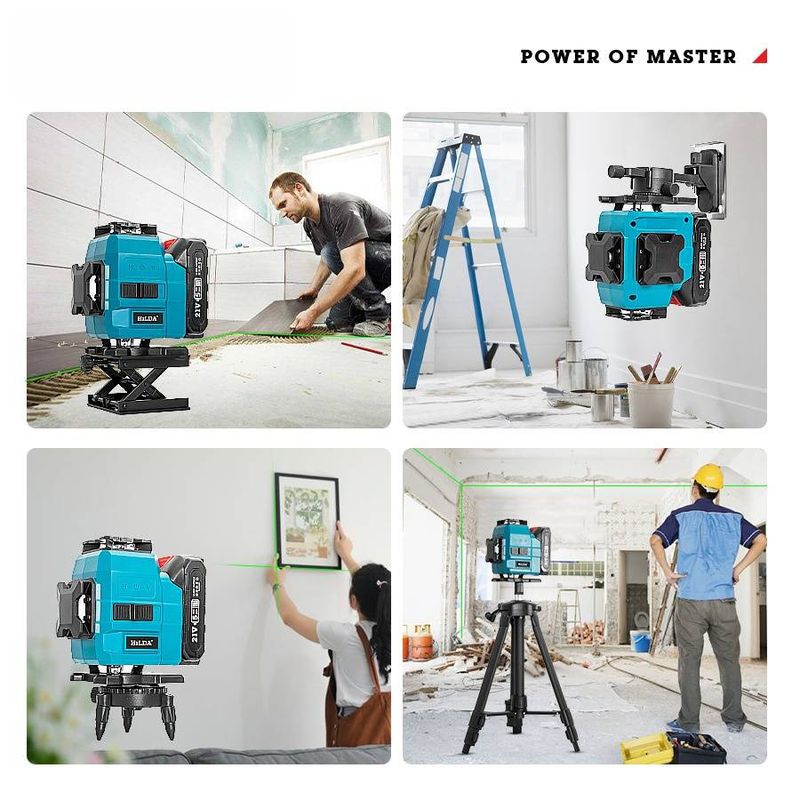 12-Line 3D & 16-Line 4D Green Laser Level – High-Precision Auto-Leveling For Tile, Wall & Floor Installation_voghion.com