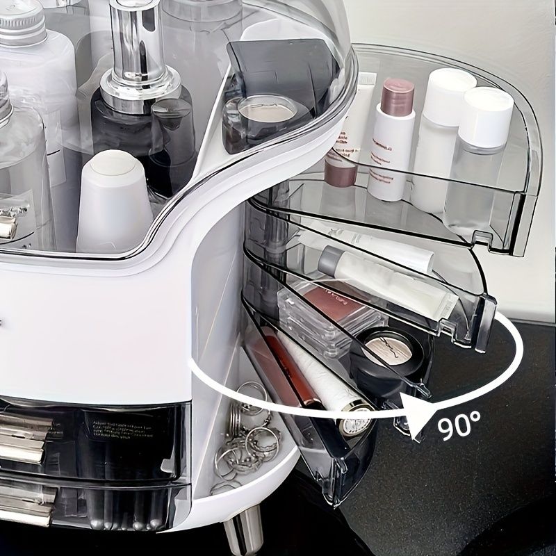 1pc Large Capacity Cosmetic Storage Box, Cosmetic Storage Box With Drawer & Clear Lid, Desktop Dustproof Cosmetic Storage Box, Skin Care Product Shelf_voghion.com