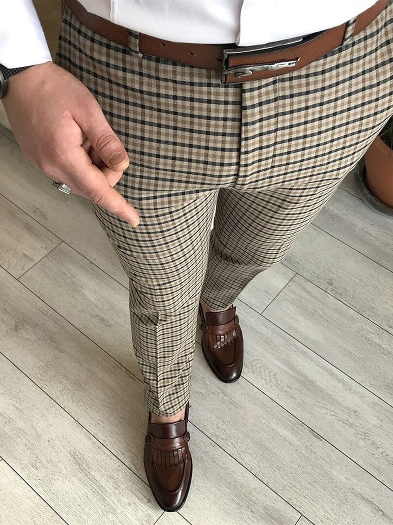 Pantaloni da uomo dritti slim fit con stampa digitale casual a vita media, nuovi modelli primavera 2024_voghion.com