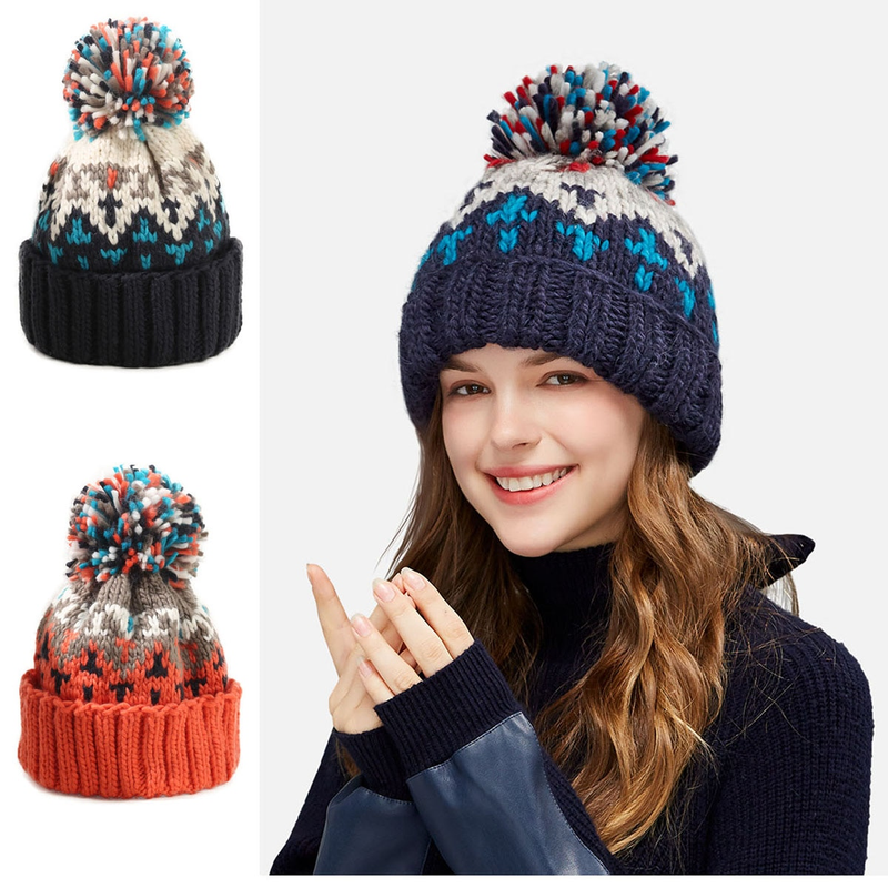 Berretti autunnali con pompon, cappelli invernali da donna in cashmere, caldi cappellini in lana all'ingrosso, berretti in acrilico, cappelli invernali_voghion.com