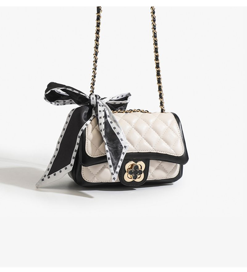 einzelne Schulter kleine quadratische Rhombus Umhängetasche Xiaoxiangfeng Mode Nischenkette Tasche_voghion.com