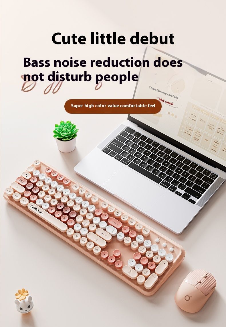 Frontline V96 Wireless Set, Leises Bluetooth, Büromaschinen für Frauen, Textur, Hohe Schönheit, Tastatur und Maus_voghion.com