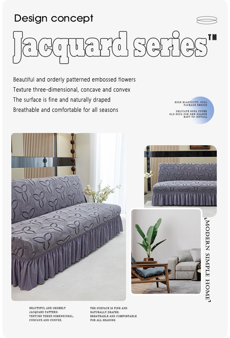 Thickened Armless Sofa Cover - Full Elastic Wrap For 160-220cm Couches, Foldable Dustproof Design, Breathable Polyester Fabric_voghion.com