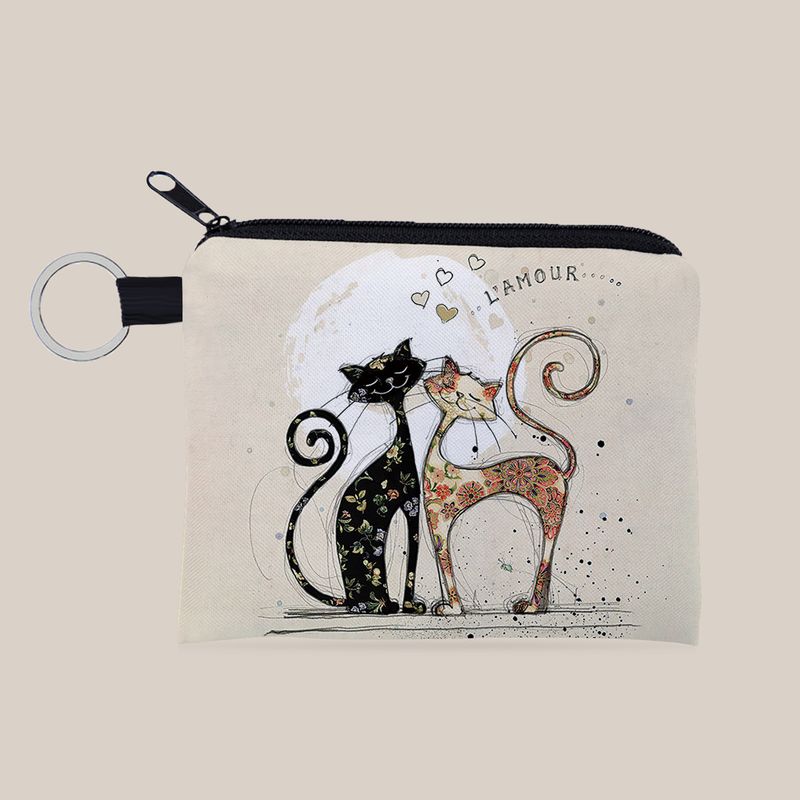 Borsa portamonete portatile con portachiavi e stampa di gattini, regalo per ragazze e donne_voghion.com