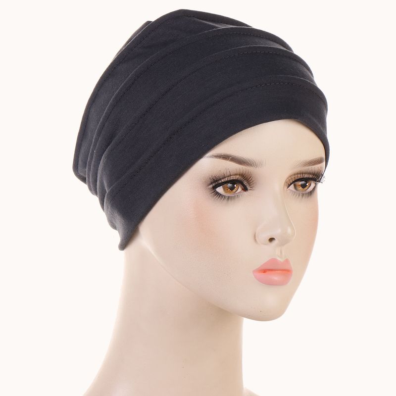 women's elastic pleated hexagonal hat Muslim base hat in stock_voghion.com