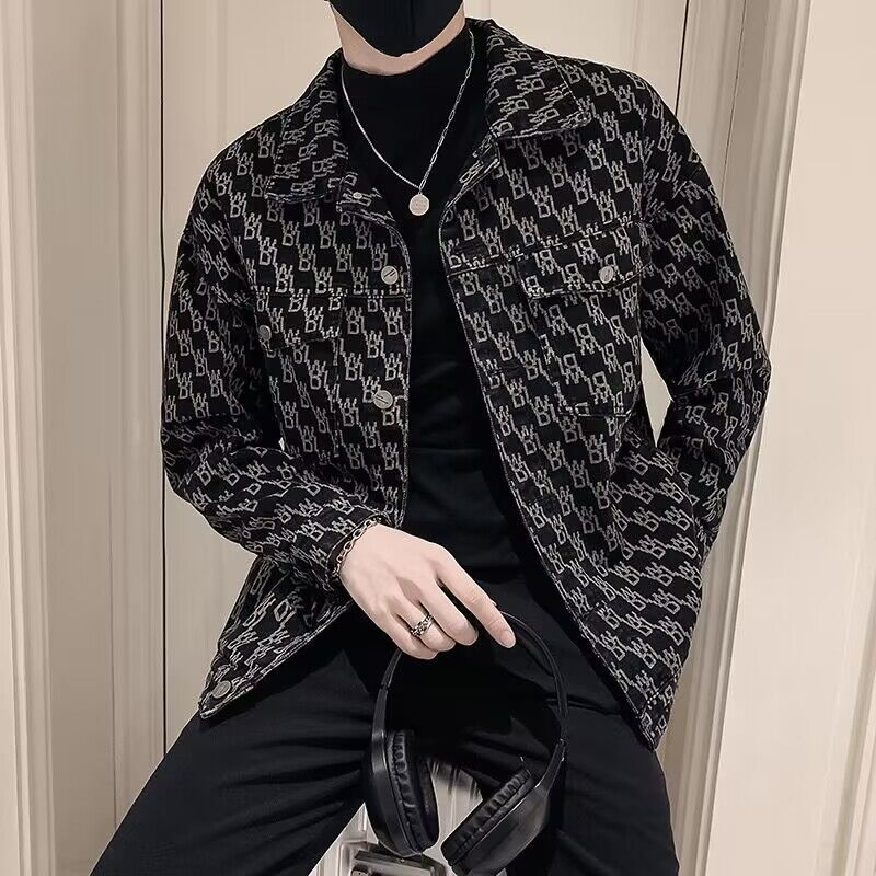Spring and autumn social spirit young man handsome denim trendy jacket internet celebrity same loose fitting clothes men_voghion.com