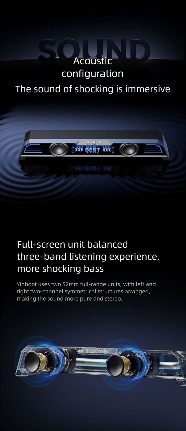 Głośnik Bluetooth do komputera stacjonarnego, laptopa, subwoofera, z długim przewodem, głębokim basem 3D i mikrofonem do gier_voghion.com