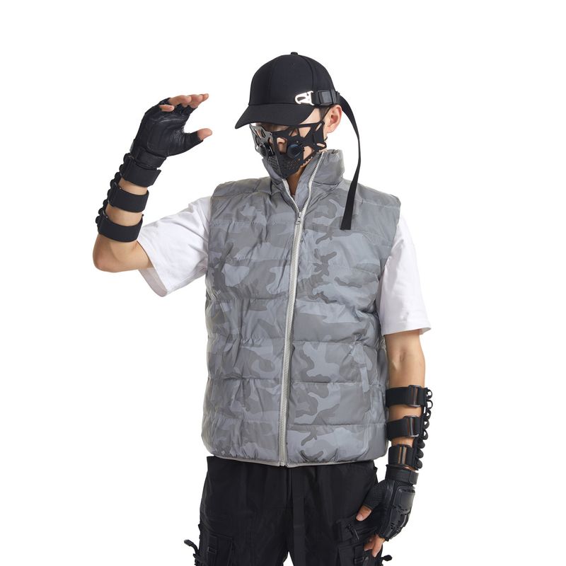 Roupas masculinas camuflagem ao ar livre colete refletivo casaco de algodão_voghion.com