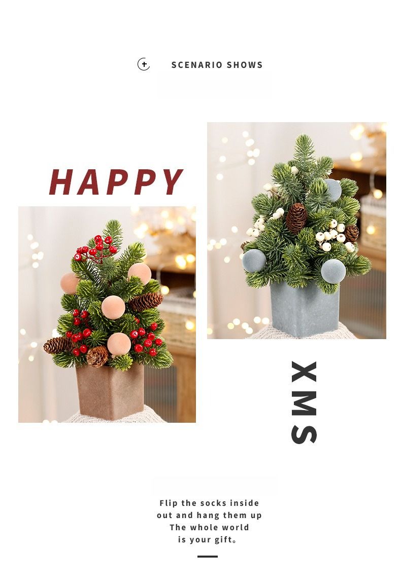 Christmas Decorations, Exquisite PE Nobeson Ins Tabletop Flocking Ball Red Fruit Mini Christmas Tree_voghion.com