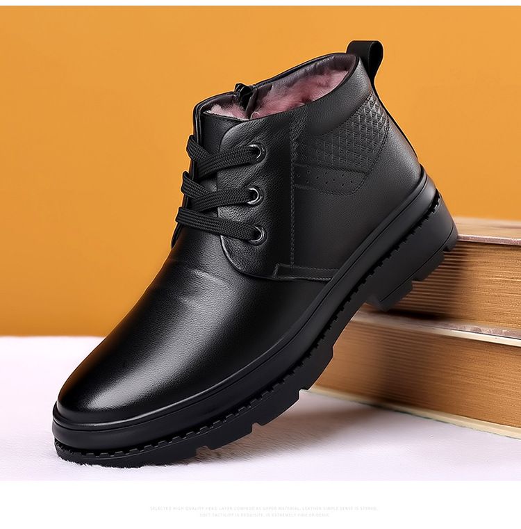 Vīriešu ziemas ādas vilnas un vilnas biezinātas siltas kokvilnas sniega zābaki augstas augšdaļas neslīdoši vīriešu apavi_voghion.com