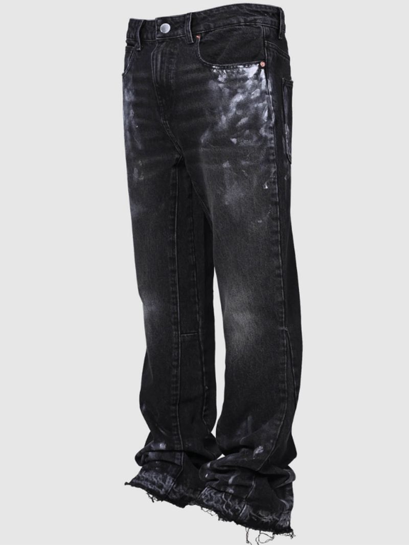 Herre hiphop-jeans med joggebukser, løs passform, streetwear, biker- og baggy-jeans, rette jeans_voghion.com