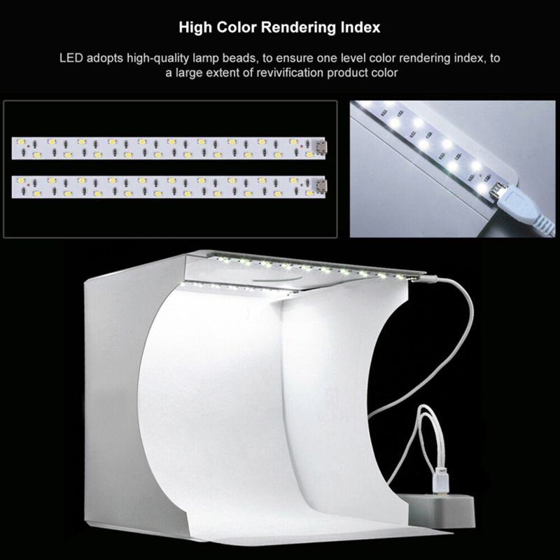 PULUZ Dual Light Lightbox LED Light Room Foliding Photography Backdrop Uk I8V1_voghion.com