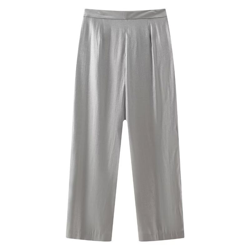 Dametøj 2024 forårsnye metal blanke casual jakkesætsbukser_voghion.com