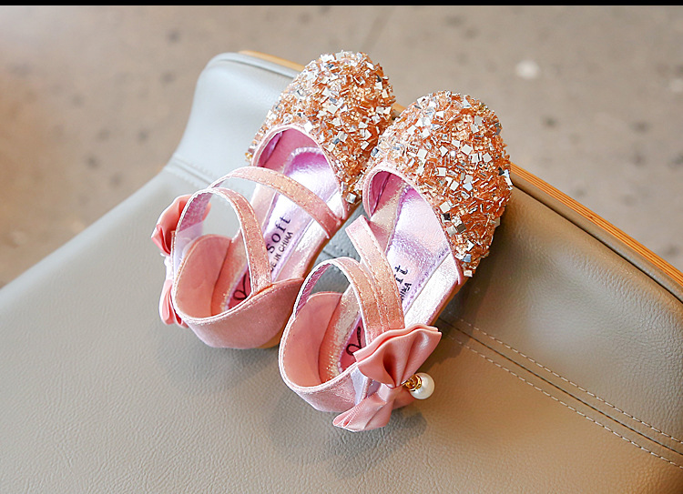 Chaussures de princesse simples à paillettes pour filles, édition coréenne, nouvelle collection printemps/été 2024_voghion.com