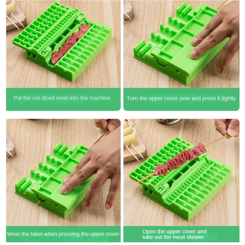 Espetos de corda de churrasco multifuncional, artefato de kebab, desgaste de alimentos, dispositivo de corda de carne, espeto para fabricante de carne de porco, acessórios de ferramentas para churrasco_voghion.com