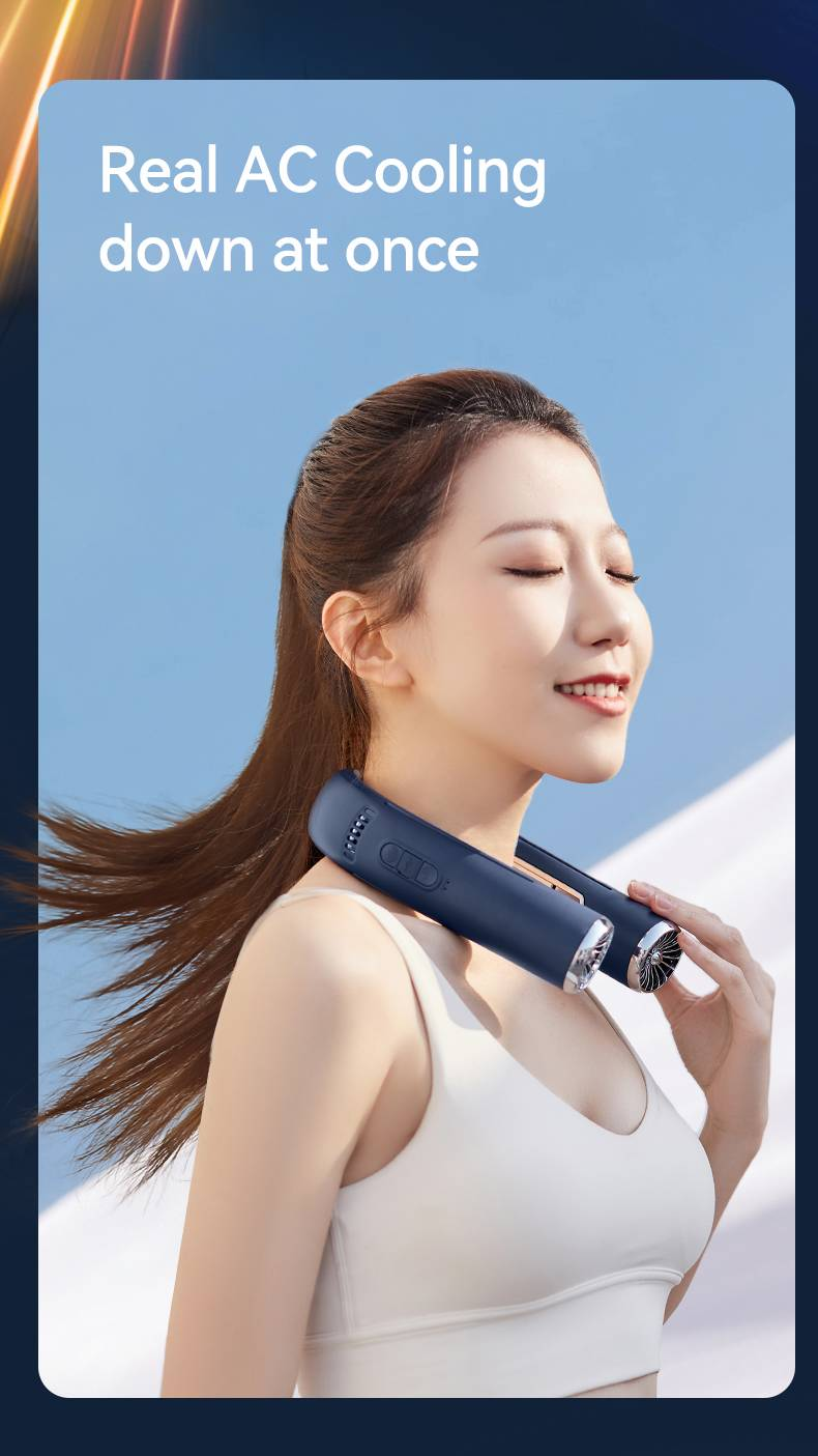 Byteuni Neck Air Conditioner, Portable Cooling Neck Fan Blow Cold Air, 6000mAh Rechargeable Around Neck Breeze Fan 3 Speed, 3 Refrigeration Mode_voghion.com
