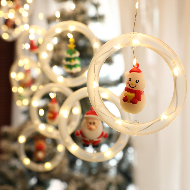 Guirnalda de luces navideñas USB con adornos colgantes: 10 ganchos, luces LED festivas para decoración navideña_voghion.com