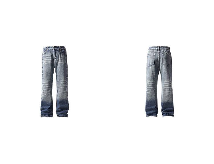 Men's Clothing Autumn Niche Design Pants Cat Whisker Faded Jeans - Retro American Straight Leg With Subtle Flare For Autumn (Black & Blue, 7 Sizes)_voghion.com