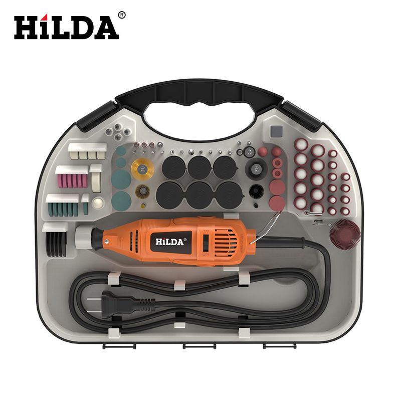 Penna per incisione elettrica HILDA da 125 W con mandrino da 8 mm, velocità variabile da 15.000 a 40.000 giri/min, mola da 3,2 mm massima, albero morbido e accessori_voghion.com