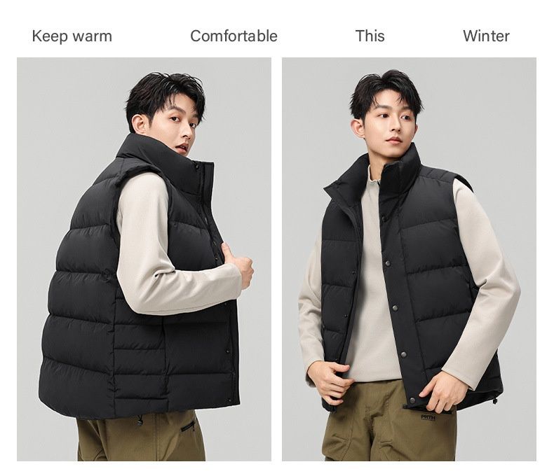 Pulse High-End Fashion Stand Collar Lightweight White Duck Down Jacket Winter Men's Outerwear Vest_voghion.com