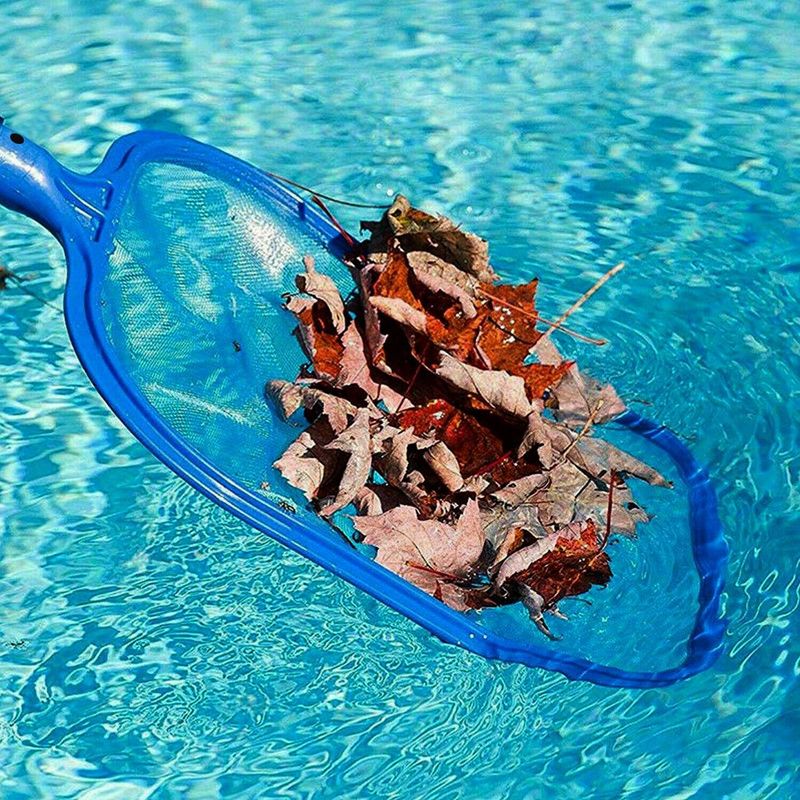 Swimming Pool Telescopic Leaf Net Skimmer Rake With Adjustable Aluminum Pole And Nylon Medium Fine Mesh For Cleaning Swimming Pools, Hot Tubs, Spas And Fountains_voghion.com