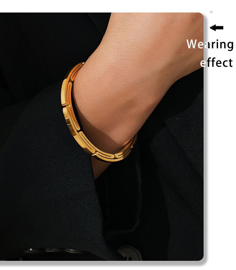 Bracciale aperto personalizzato alla moda da uomo in acciaio inossidabile, semplice e creativo, per gioielli_voghion.com