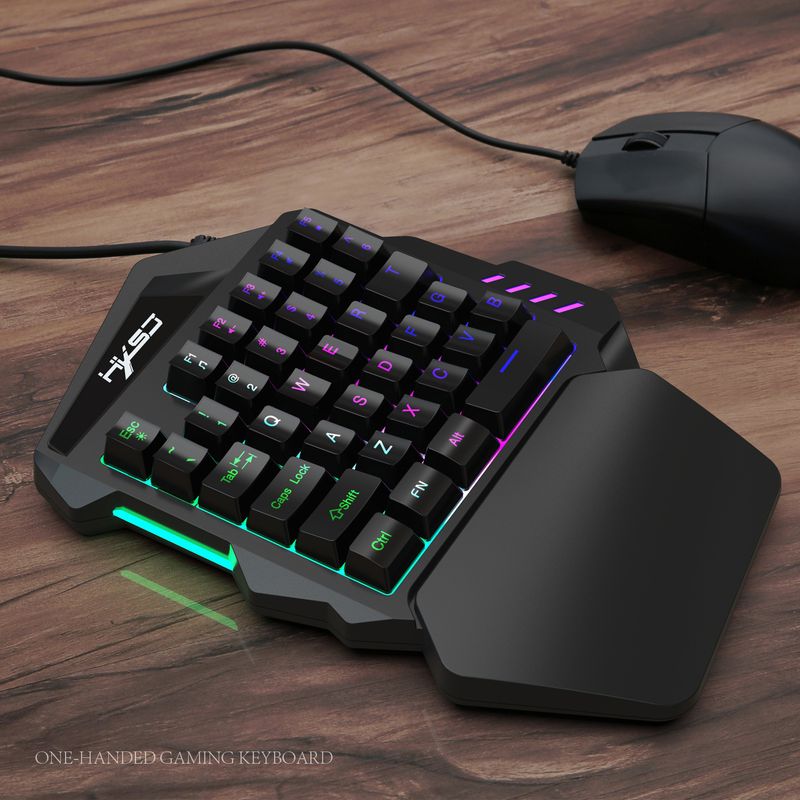 35 key film keyboard, left hand mechanical feel, eating chicken throne single handed backlit keyboard_voghion.com