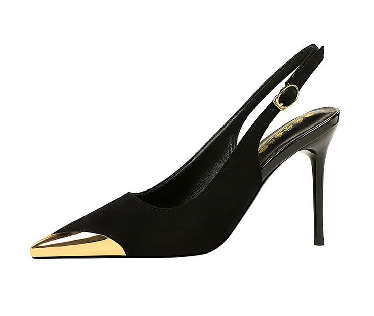 Women's Elegant Pointed-Toe Stiletto Heels With Metal Accents, Open Back & Ankle Strap For Evening Parties & Special Occasions_voghion.com