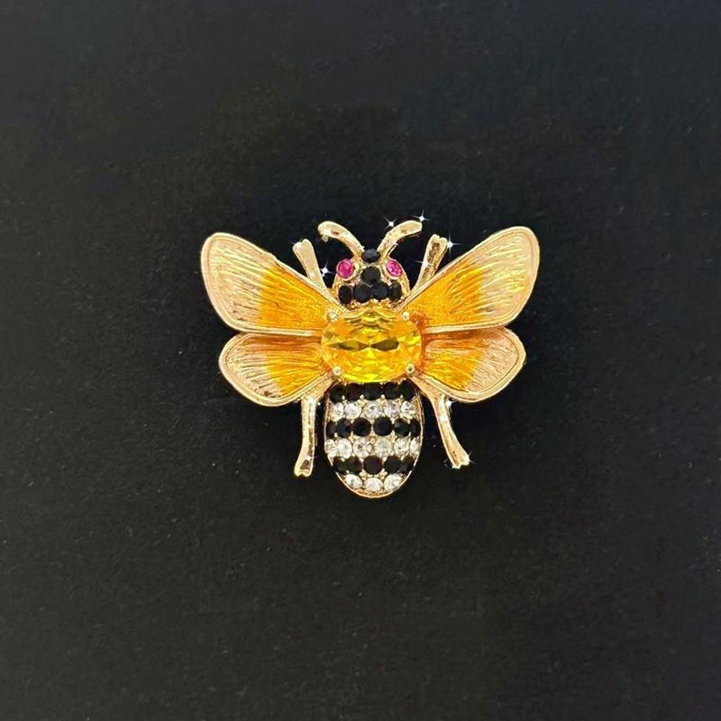 25 New Fashion Cute Little Bee Zircon Brooch Women's High-end Sweater Corsage Suit Cheongsam Pin Accessories_voghion.com