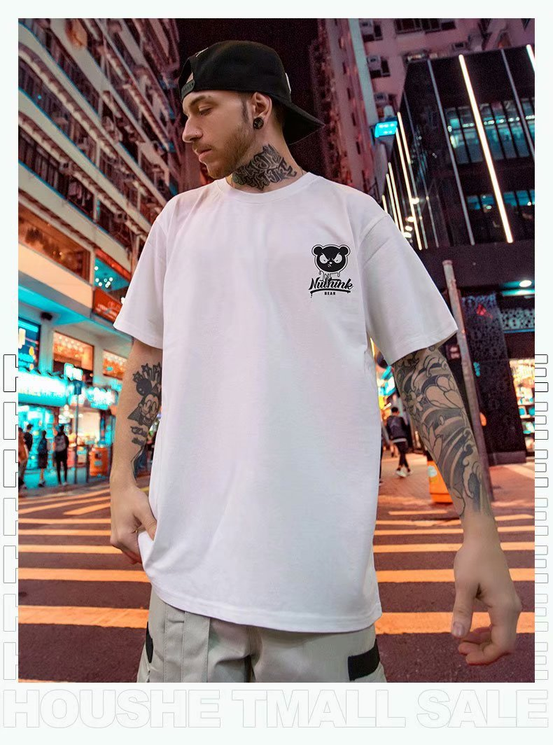 C&J T-Shirt Grouss Härenkleedung Plus Fett Halbärm Iwwergréisst National Tide Loose Street Kuerzärmlech01_voghion.com