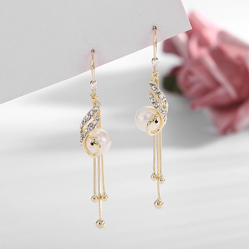 Orecchini a forma di pavone con nappa e fenice, stile cinese, perle, ganci per le orecchie lunghi, personalità, temperamento, gioielli versatili per le donne_voghion.com