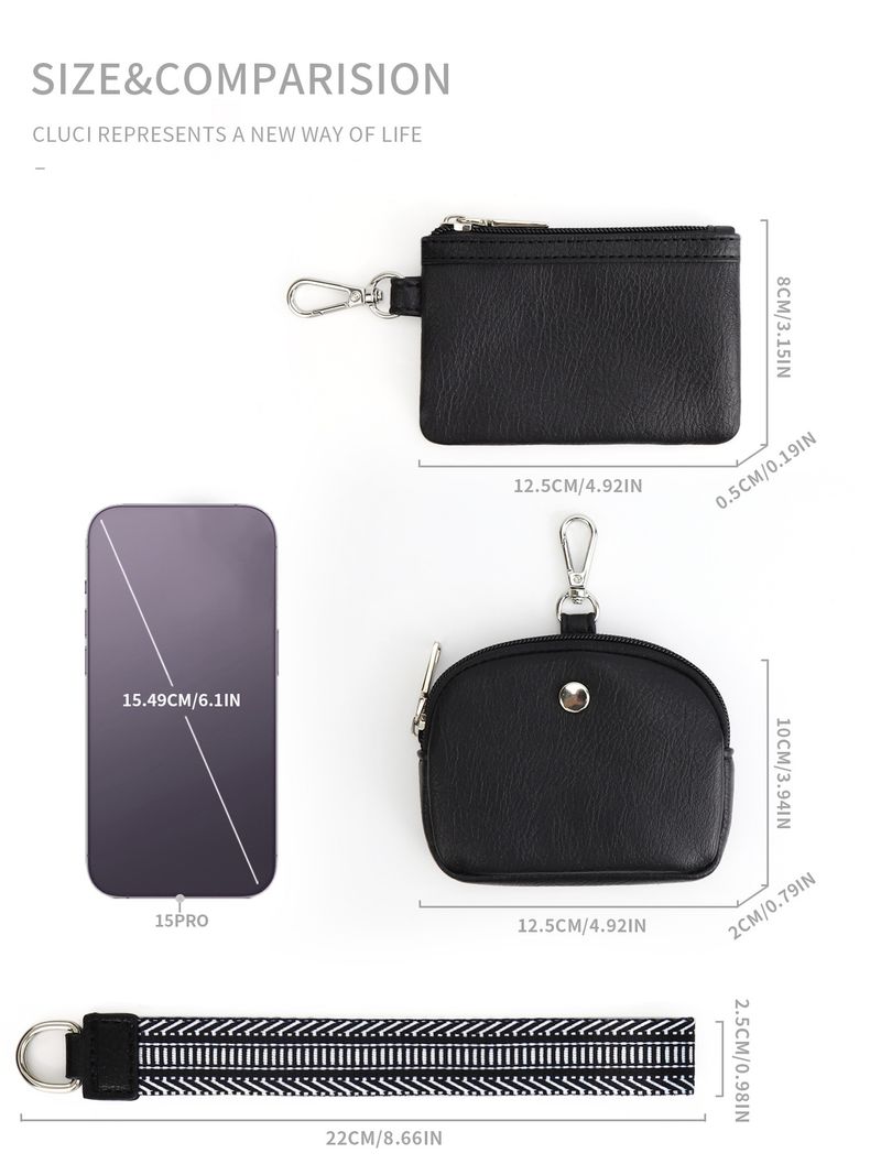 Damen Mini Zipper Wristlet Keychain Portemonnaie Duebel Pocket Wristlet Portable Portemonnaie Coin Portemonnaie Mini Women Coin Bag_voghion.com