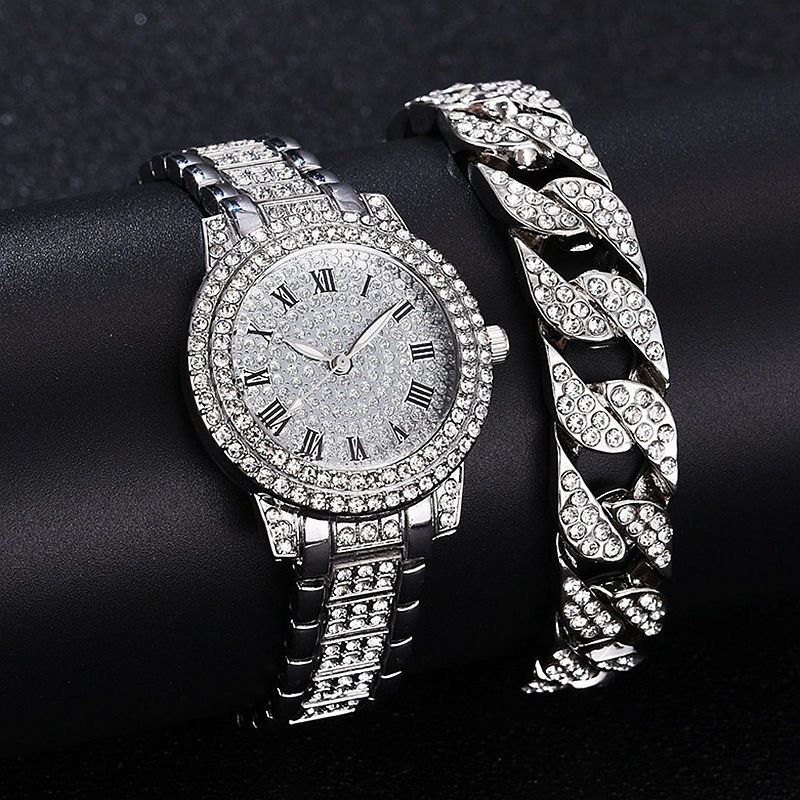 Damenuhr, modisch, lässig, digital, Quarz, mit Diamant-Armband, modische Uhr_voghion.com
