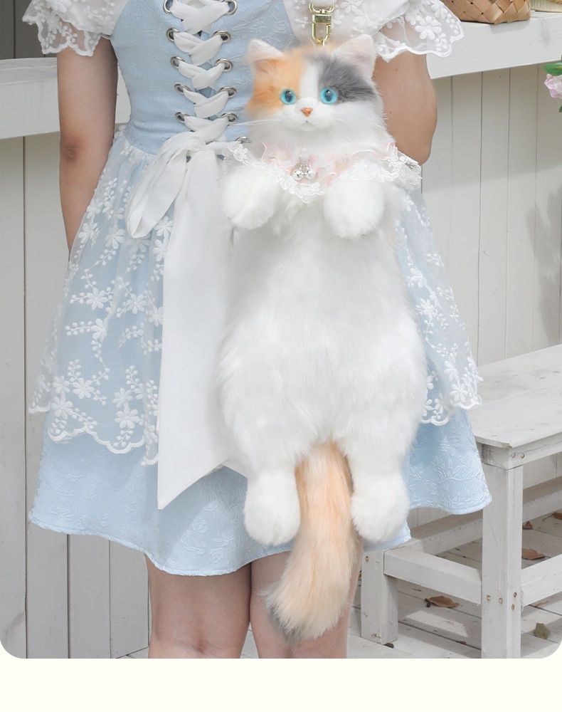 2024 Nova Simulação Três Flores Gato Mochila Pelúcia Boneca Bonito Brinquedo Presente de Aniversário_voghion.com