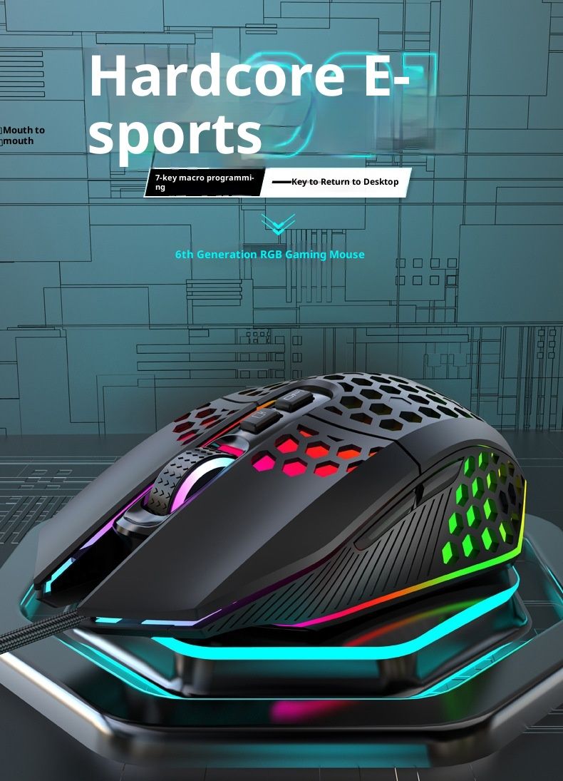 Digitex Digitex Huma X801 Wired Gaming RGB Lighting Computer Competition USB Mouse Cross-Border Trade_voghion.com