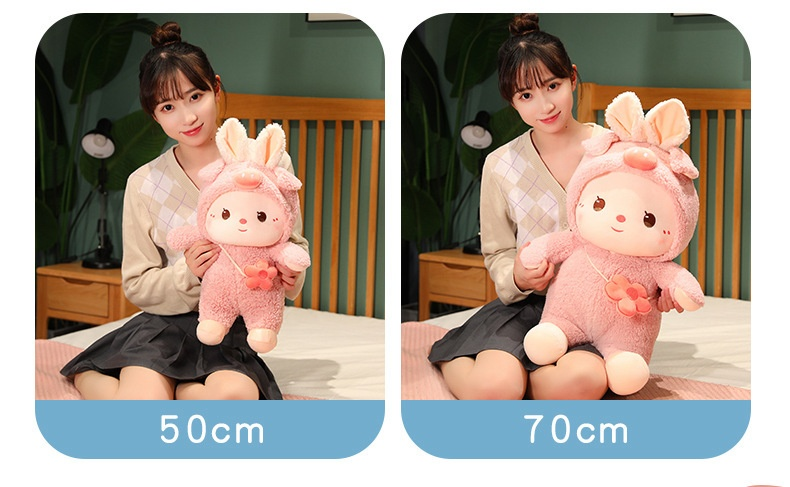 Cute backpack transformed into internet famous little plush toy, girl doll, zodiac rabbit year mascot_voghion.com