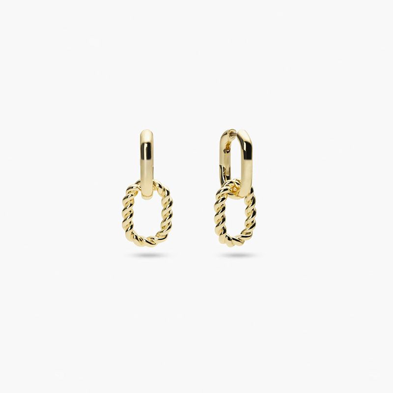 Gold Double Ring Twist Earrings New Geometric Square Ear Buckle Simple Round Earrings_voghion.com