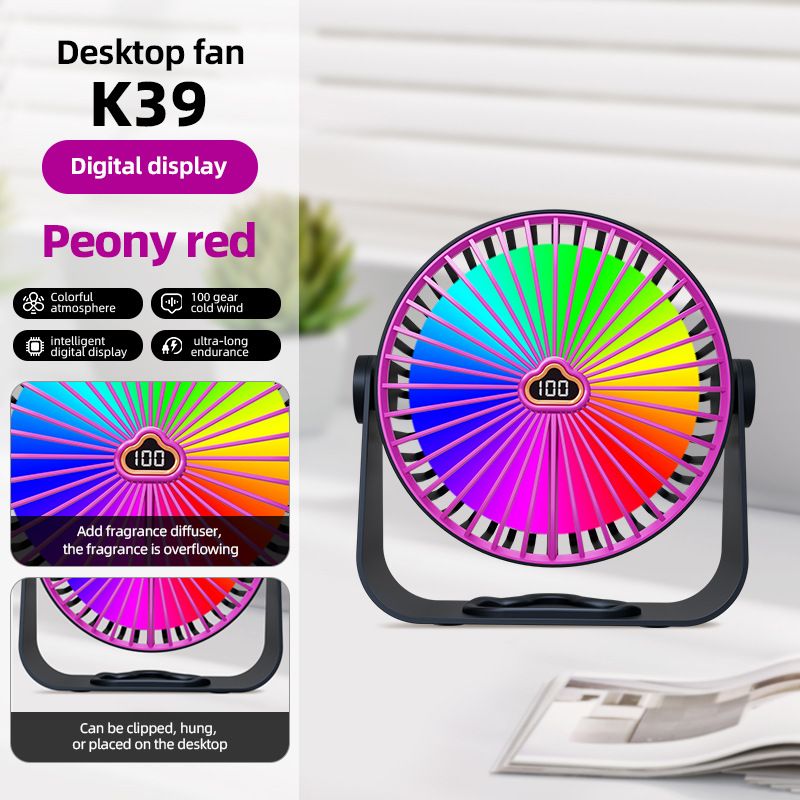 Mini Desktop Plug-in Büro Elektrische USB Kleine Clip Umwälzventilator Digitalanzeige_voghion.com