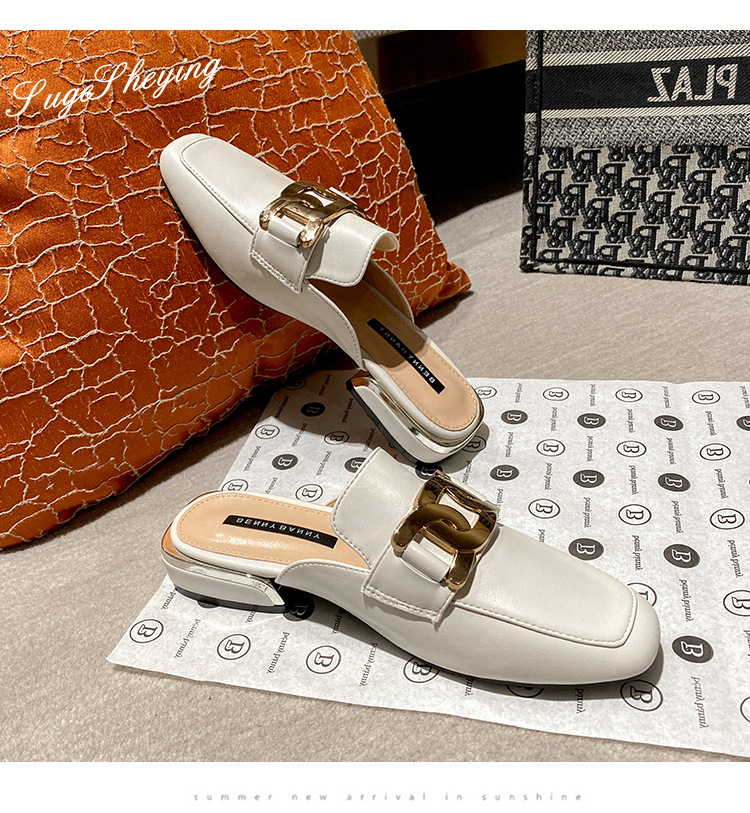 Echtes Leder Baotou Half Slipper 2023 Frühling und Sommer draußen tragen Sandalen und Hausschuhe quadratische Zehen faule halbe Slipper All-Match-Müller-Schuhe_voghion.com
