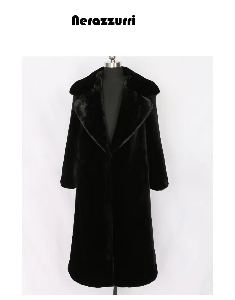 Damenmode-Anzugkragen-Langarmmantel aus Rex-Kaninchenfellimitat_voghion.com