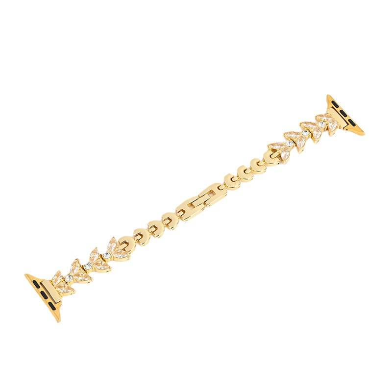 Suitable for Apple Applewatch 78 generation SE metal chain iwatch butterfly full diamond women's single row watch_voghion.com