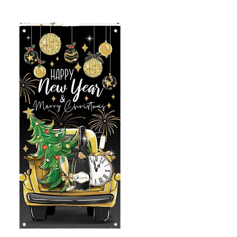Jul 2025 Godt nyttår banner dørgardin dekorasjon Godt nyttår festdekorasjon bakgrunn klut_voghion.com