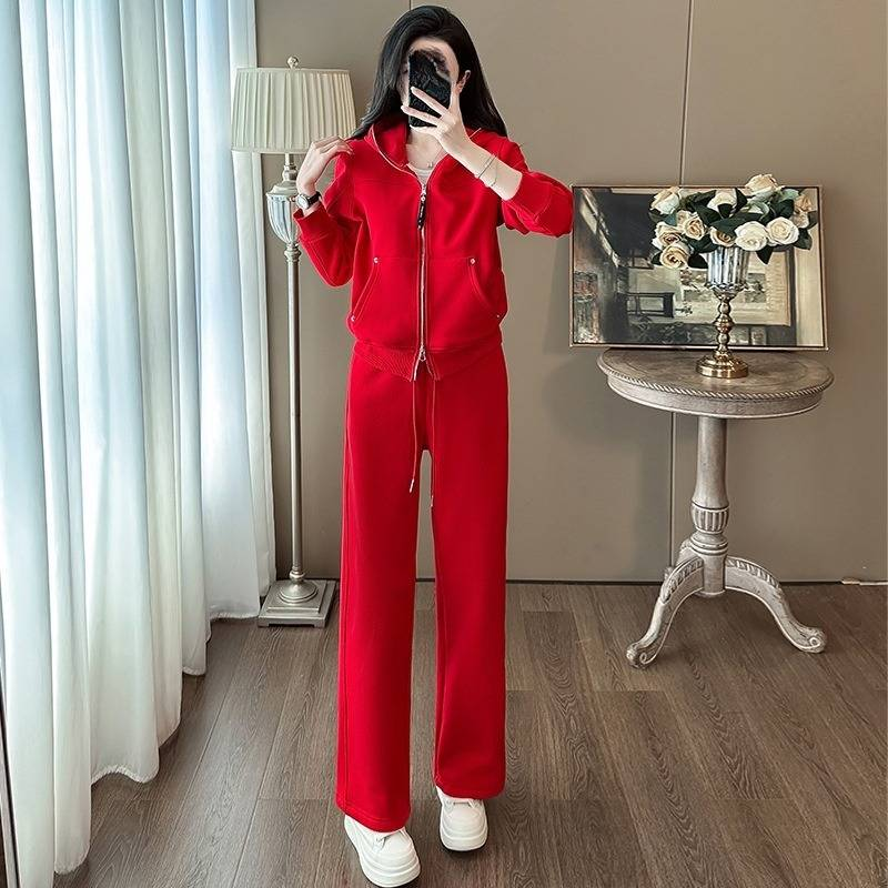 Abbigliamento da donna Felpa con cappuccio Casual Sportivo Completo Invernale Nuovo Stile Plus Velluto Addensato Fiocco di neve Fluff Alla moda Completo Due Pezzi_voghion.com