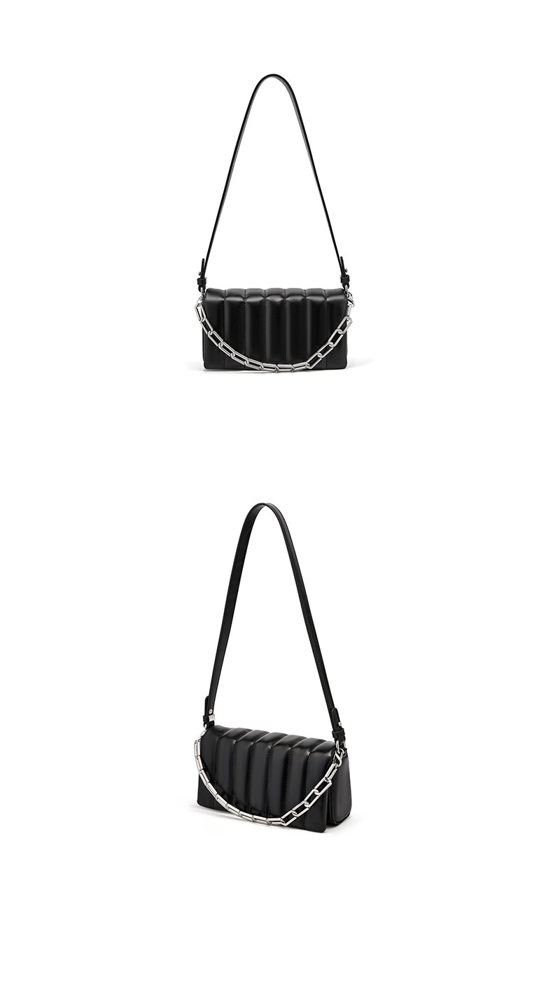 Borsa a tracolla con tracolla a catena in vera pelle – Borsa a tracolla di ispirazione francese (piccola borsa di lusso con finiture dorate, design minimalista)_voghion.com