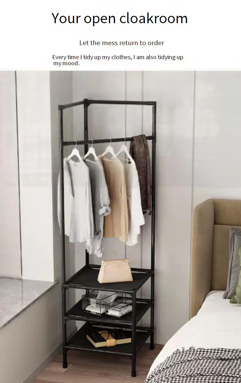 Portant à vêtements d'angle réglable – Organiseur de garde-robe peu encombrant pour chambre, dortoir et entrée (cadre à 16 tubes, rangement à plusieurs niveaux, assemblage facile)_voghion.com