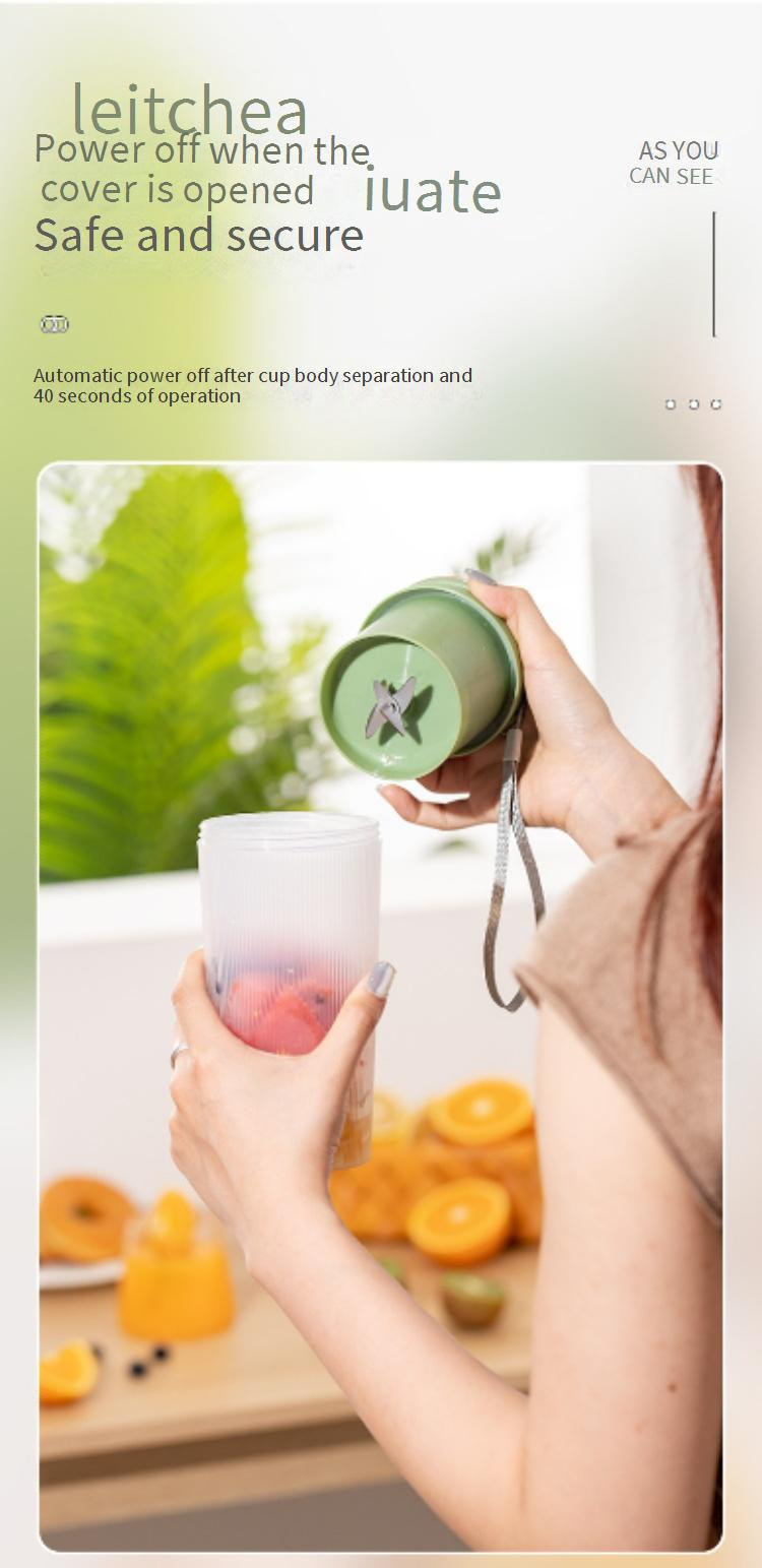 Portable Blender Juicer Cup, 400ml USB Rechargeable Smoothie Maker With 18000 RPM, 5 Blades, BPA-Free, For Home, Office, Gym_voghion.com