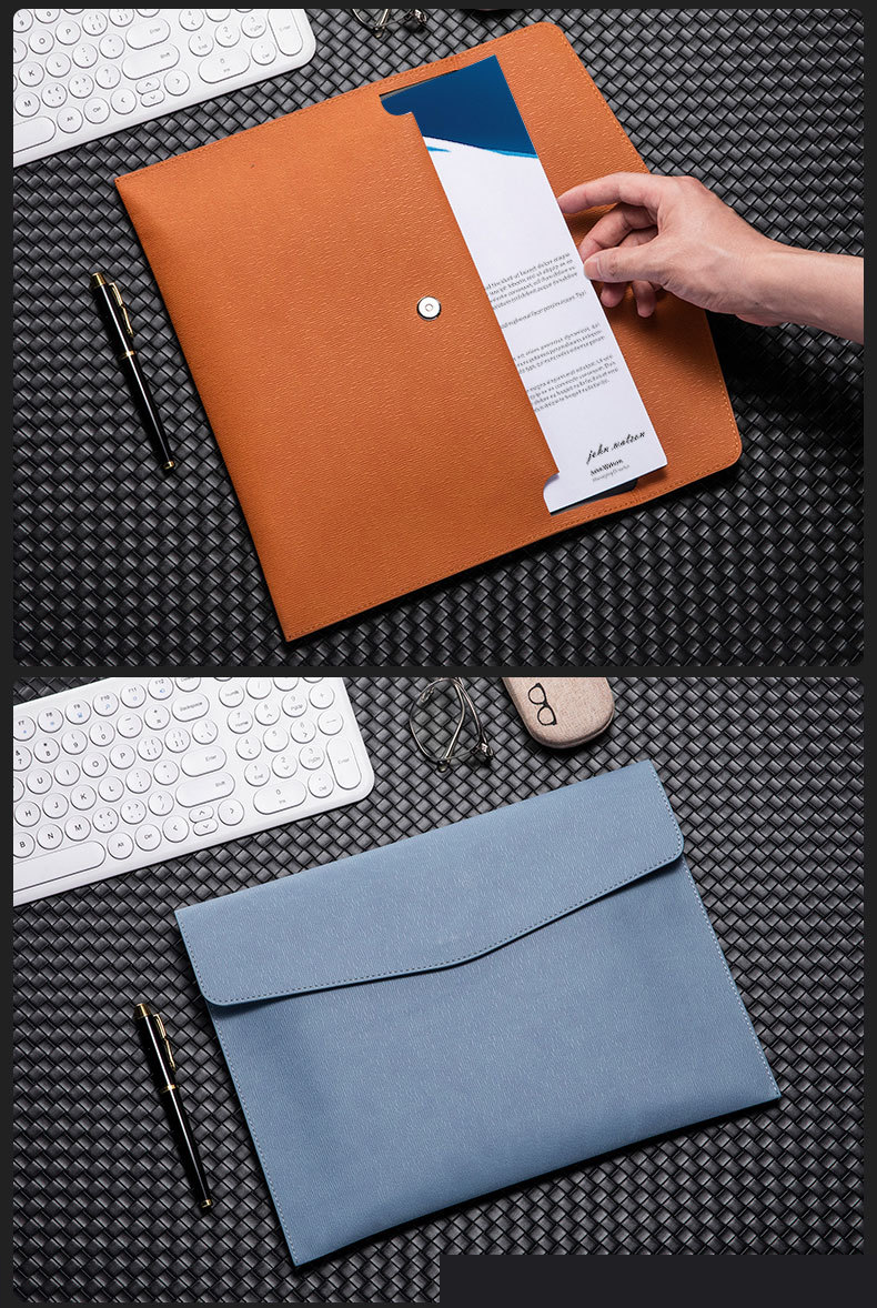 File Folder Leather Document Bag A4 File Bag Document Bag Business Briefcase Bill Storage Bag_voghion.com