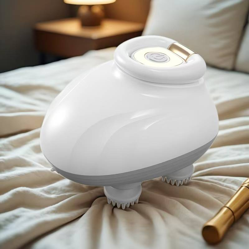 Massaggiatore intelligente per la testa del gatto, bianco, mini massaggiatore a quattro artigli in morbido silicone ABS per graffiare e strofinare la testa degli animali domestici_voghion.com