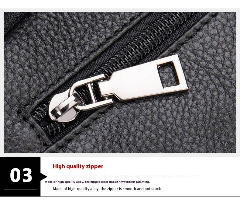 Umhängetasche aus echtem Leder für Herren – Stilvolle Brusttasche mit rutschfestem Riemen, wasserdicht und geräumig, Schwarz (glatte/genarbte Textur)_voghion.com